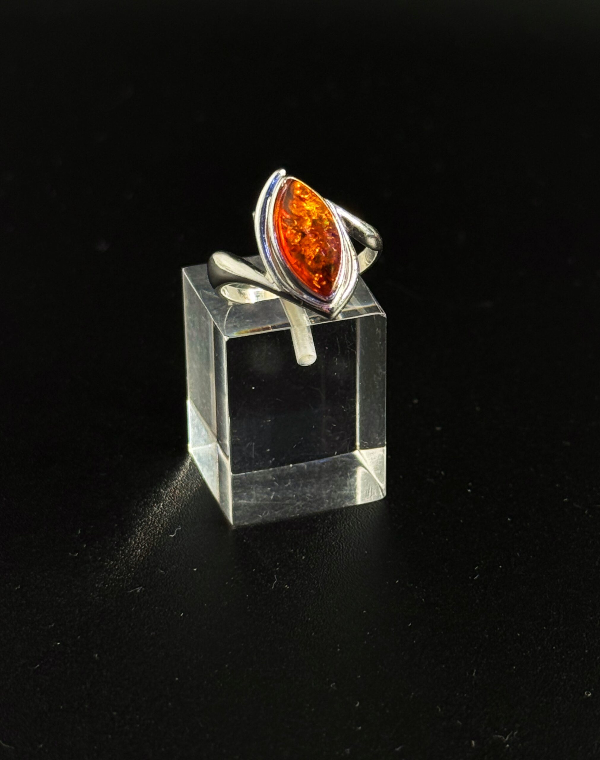 Anello Occhio d'Ambra Argento 925 Ambra Baltica