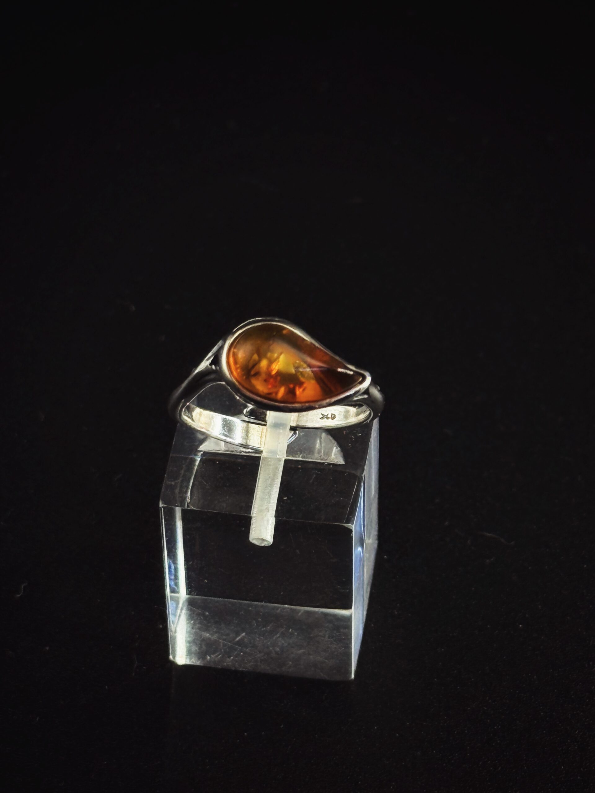 Anello Seme Argento 925 Ambra Baltica