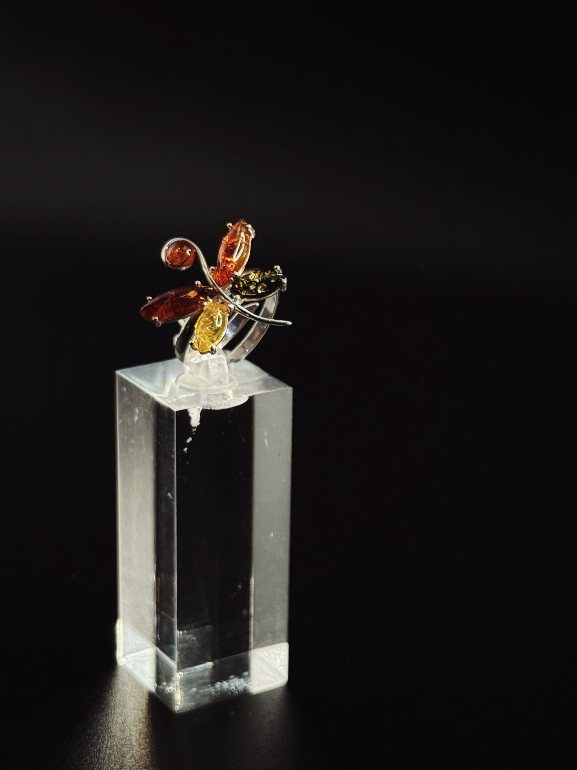 Anello Farfalla Argento 925 Ambra Baltica