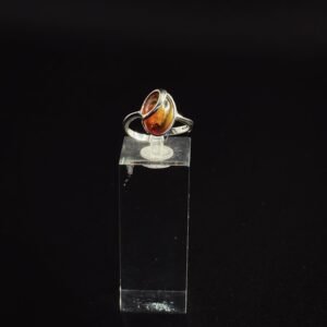 Anello Bolla Doppia Cornice Argento 925 Ambra Baltica