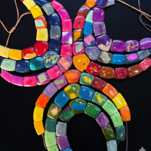 Collana Choker con Pietra Angolare in Semi di Tagua Avorio Vegetale Multicolor