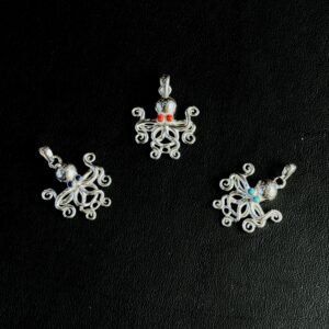 Ciondolo Polpo con Pietra colorata in Argento