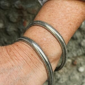 Bracciale artigianale Snake bombato in Argento
