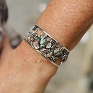 Bracciale artigianale Giardino Oceanico in Argento con Abalone