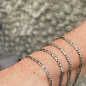 Bracciale Snake sottile Catena Bizantina Intrecciata in Argento