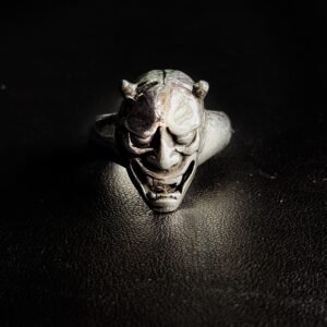 Anello Hannya artigianale in Argento maschera Giapponese