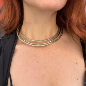Collare Choker Multifilo liscio e Puntinato in Ottone