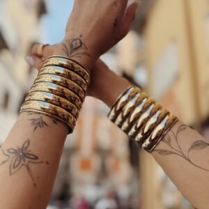 Bracciale Polsino Etnico in Ottone Cuff Largo Tribale