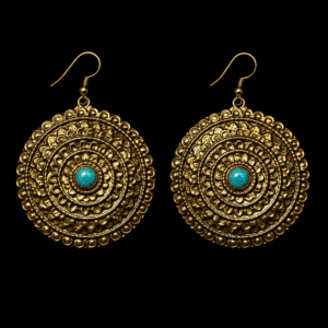 Orecchini Tibetani Mandala in Ottone e Turchese